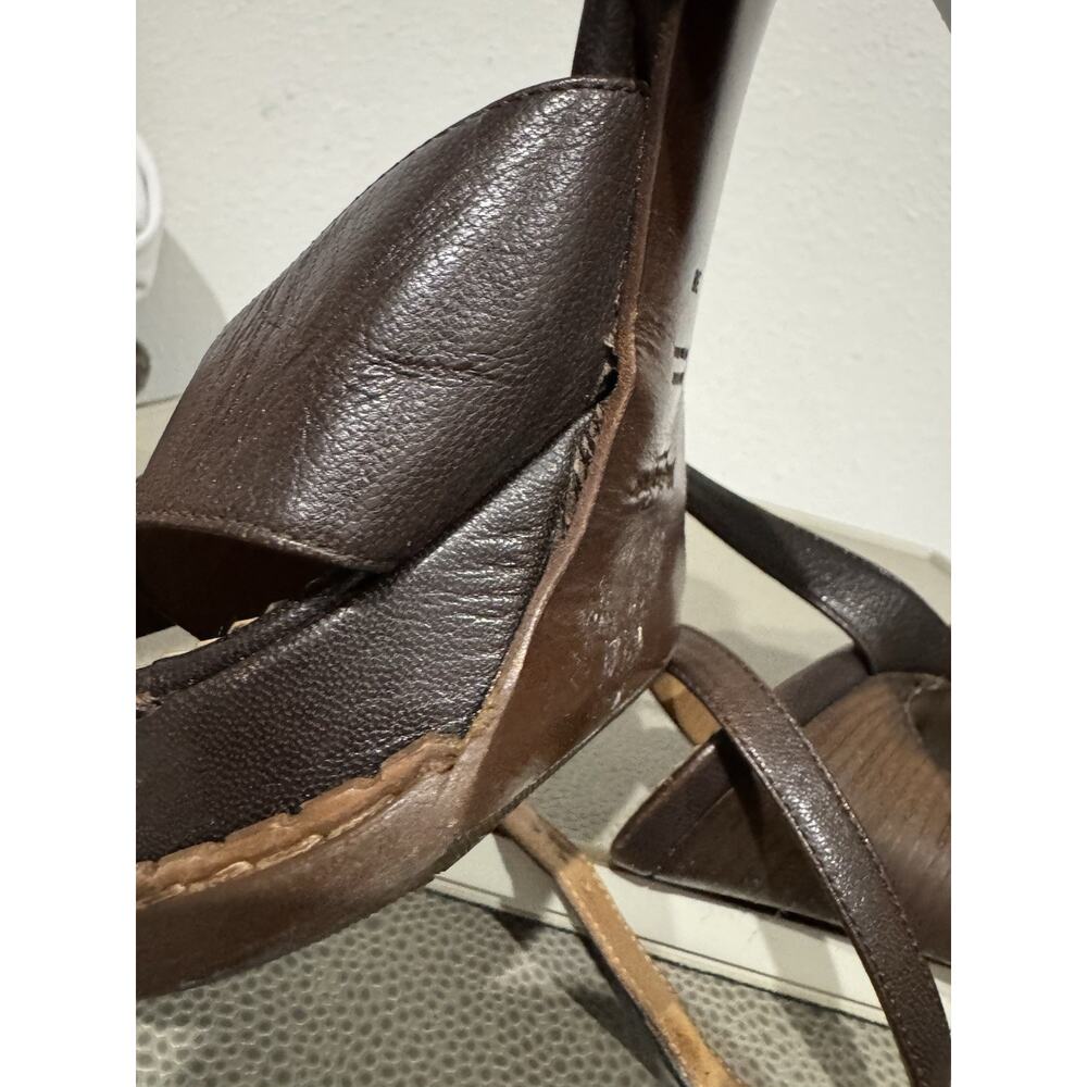 YSL RIVE GAUCHE AUTHENTIC ESPRESSO PLATFORM SANDAL HEELS VTG Y2K 38 - Picture 14 of 16